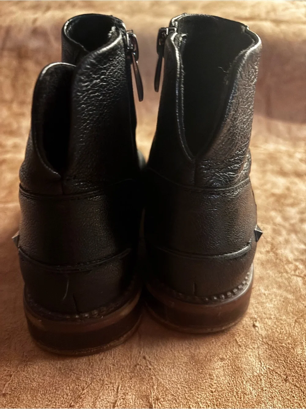 Franco Sarto Black Leather Chukka Zip Boots